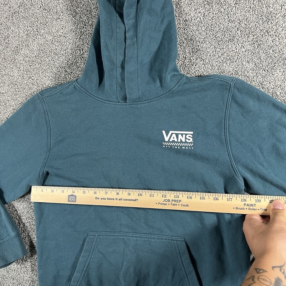 Vans Women's Large Pullover Hoodie Green Logo Fleece Sweatshirt - Picture 6 of 10